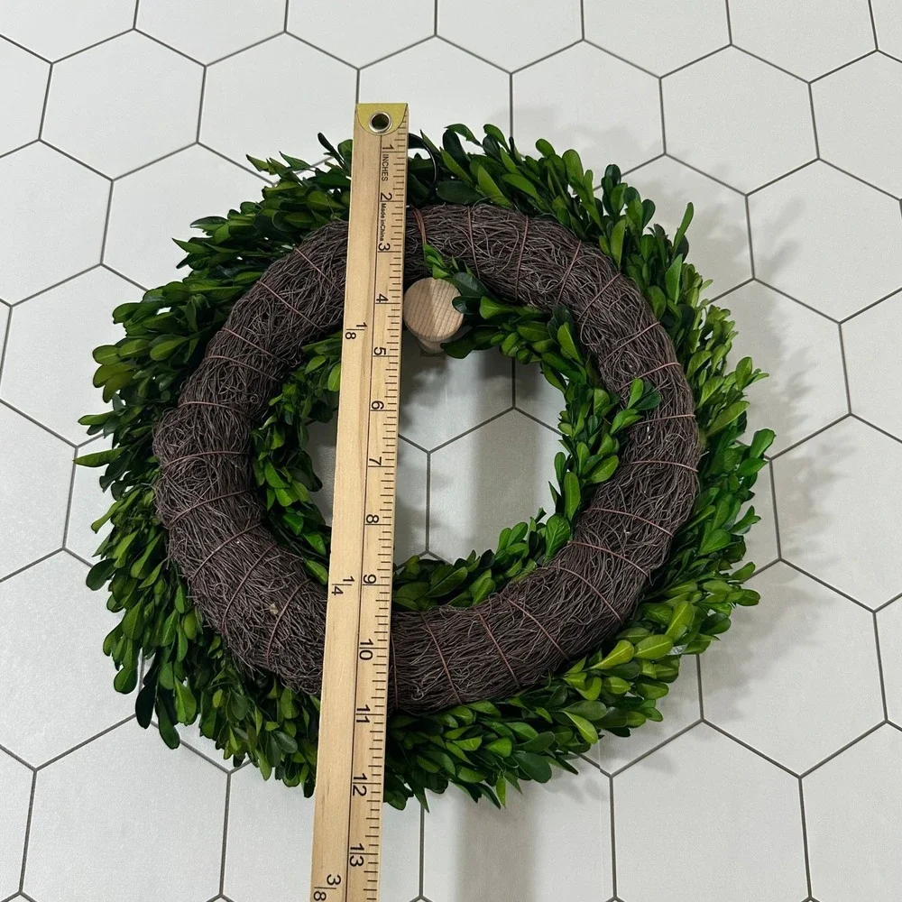 Preserved Green Boxwood Wreath 12 Inch Round Classic Farmhouse‎ Indoor Greenery